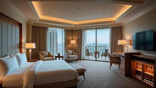 luxurious-hotel-room-with-stunning-city-view-photo